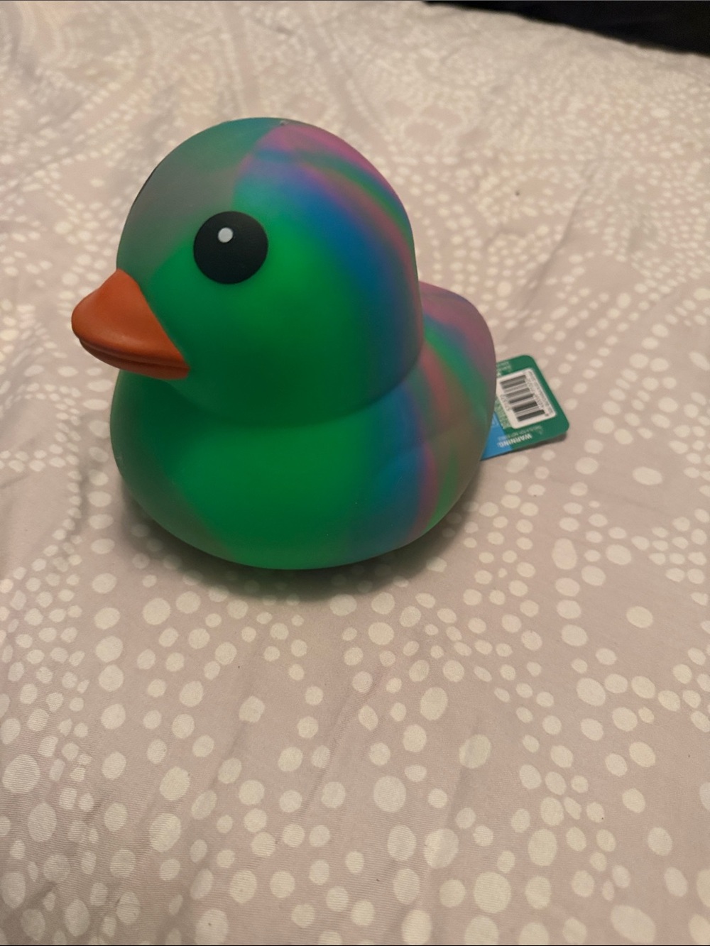 Sunny Days Green Rainbow tie dye Rubber Duck Squishy squeezy Toy for Kids NWT